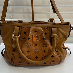 MCM Tan Leather Shoulder Bag